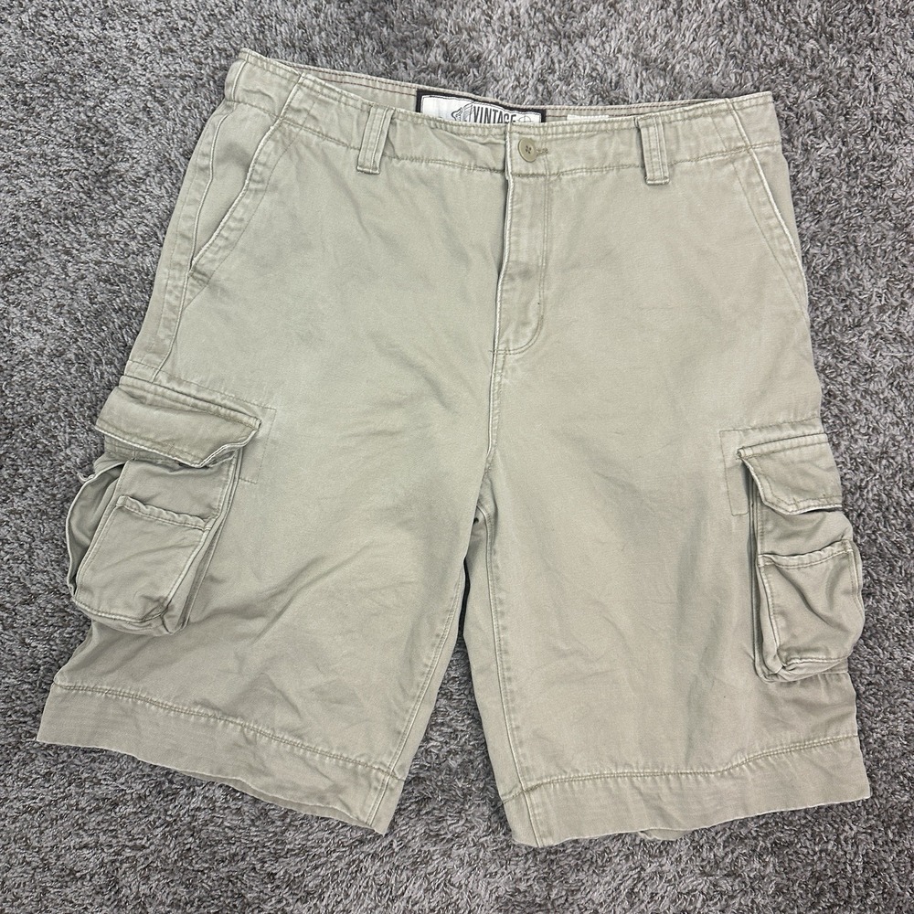 NOBO No Boundaries Cargo Shorts Men 38 Beige Y2K Jorts Pockets Heavy Grunge